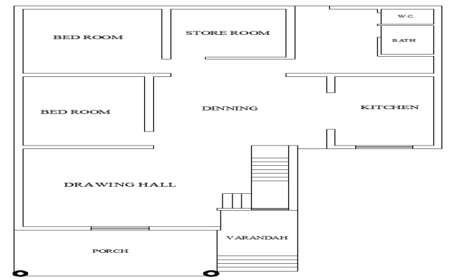 37ftx49ft 2BHK House Plan Design in DWG CAD Format