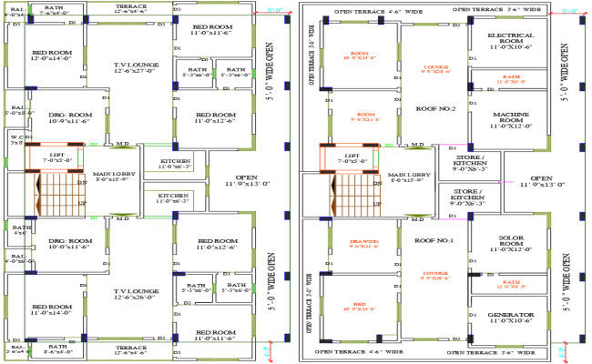3BHK Apartment Architecture Layout Plan in AutoCAD DWG File