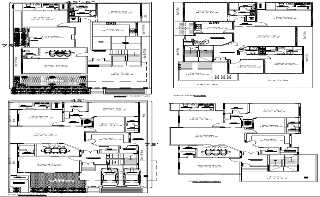 3BHK House Layout with AutoCAD Blocks in DWG Drawing