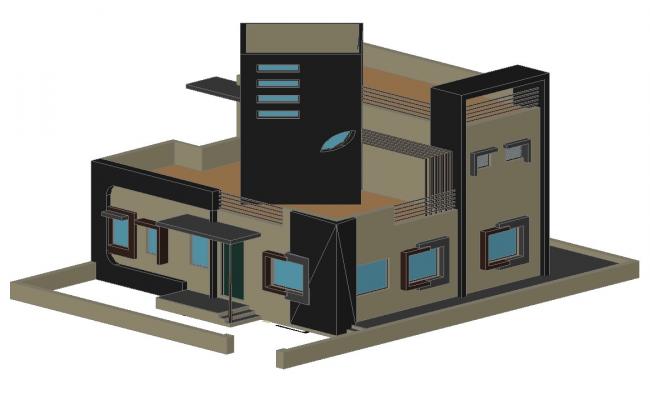 3D House Design Free CAD Drawing