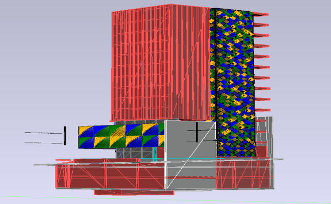 3D Commercial Building AutoCAD DWG Plan with Structural Layout