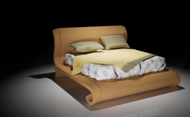 3D Model of Bed CAD Drawing for Interior Design Layout