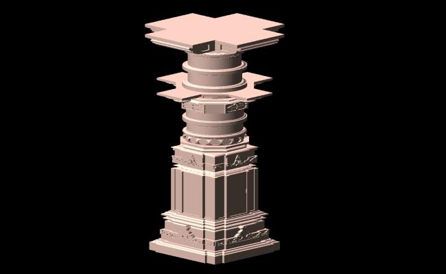 3D Temple Pillar Design