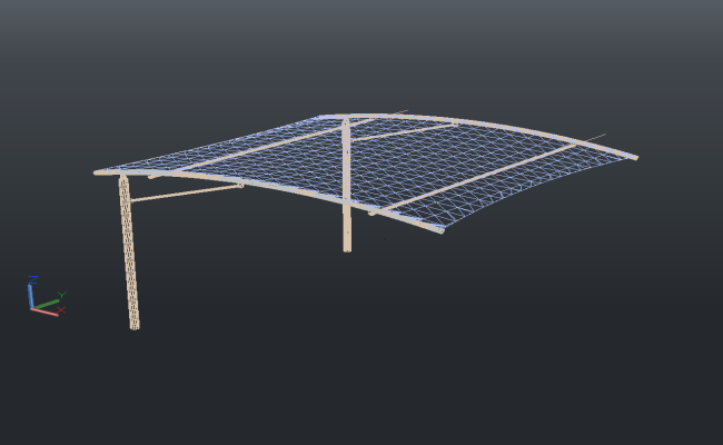 3D Parking Shade Design with Structural Details in AutoCAD File