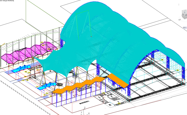 3D Wireframe with Curved Roof & Warehouse DWG | CadBull