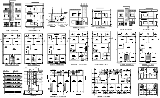 3 Storey 2RK Housing Society – Detailed AutoCAD DWG File