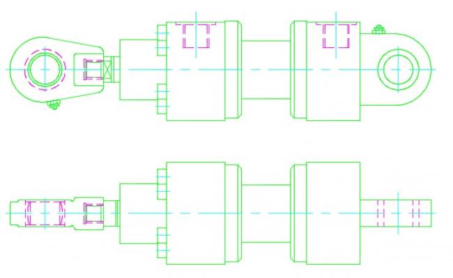 3d Hydraulic Cylinder DWG File