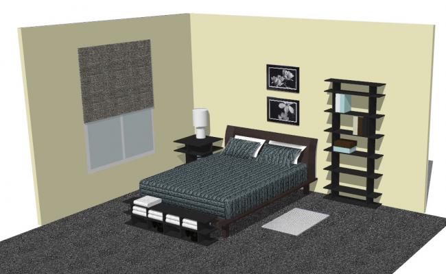 3d bedroom interiors for DWG File  