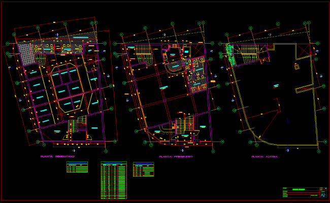 Commercial Building Floor and Centerline Plan Design DWG File