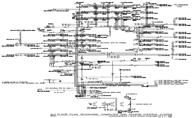 3rd floor plan Computer Telephone and access control system Detail DWG AutoCAD file
