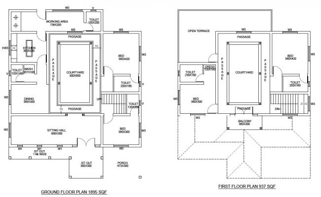 4 BHK House Plan DWG File