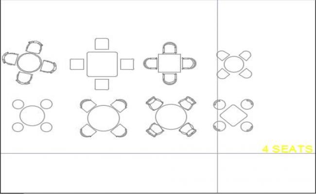 4 Seater Dining Table AutoCAD DWG Block for Layout