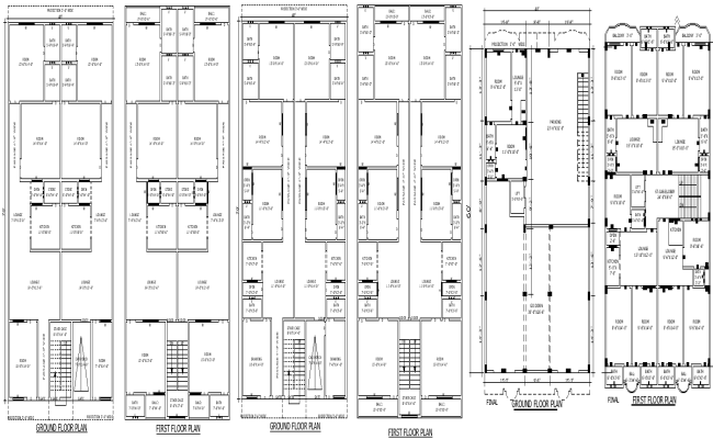 40ftx70ft Three Layout House Plan File for AutoCAD Users