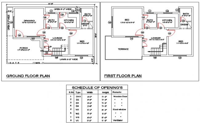 41' X 30' Architecture Home Plan AutoCAD File