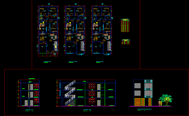 G plus 2 Residential House AutoCAD File with Floor and Section Design