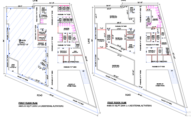 4489 Sq Ft Mosque Plan with Commercial Shops in DWG File