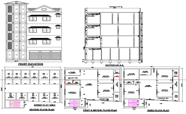 44x38 Multi-Storey Residential and Commercial DWG Plan