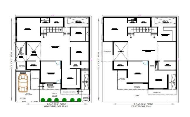 Comprehensive 45x60 Residential Floor Plan DWG for Modern Home