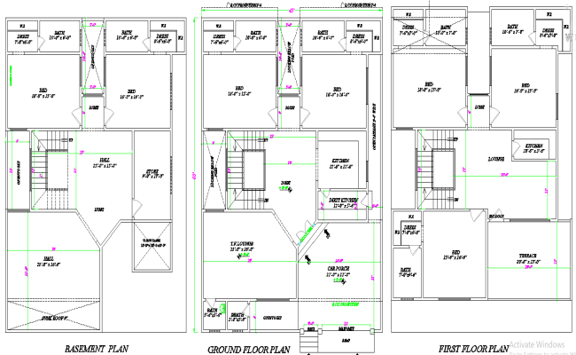 45×60 Double-Storey Bungalow CAD DWG File with Basement