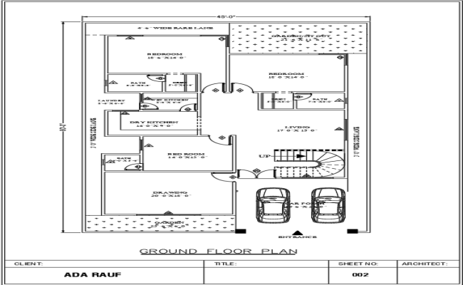 45x80 House Floor Plan with Full AutoCAD DWG Design