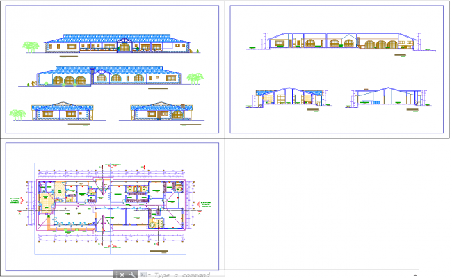 Architectural Villa CAD Drawing with Floor Layout and Structural View