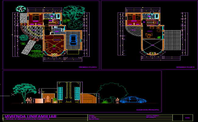 Small Family Residential House AutoCAD DWG File with Floor Plan Design