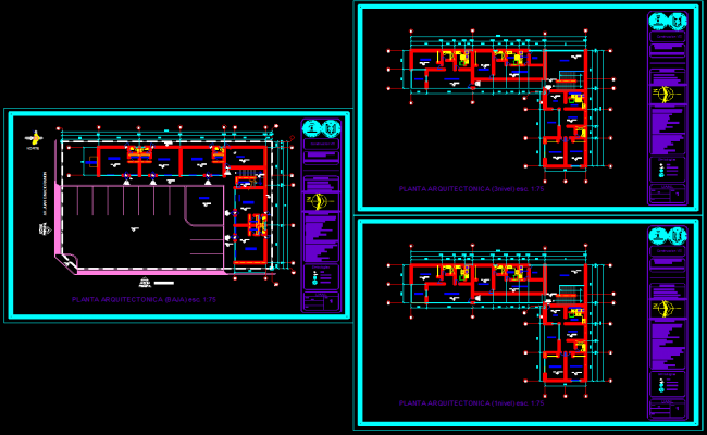 Commercial Building CAD Drawing File with Multi Level Floor Plan