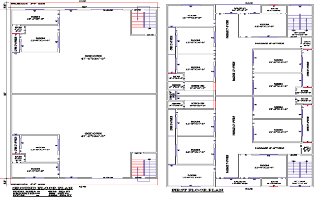 48x90 Commercial Residential Building Plan in DWG Format