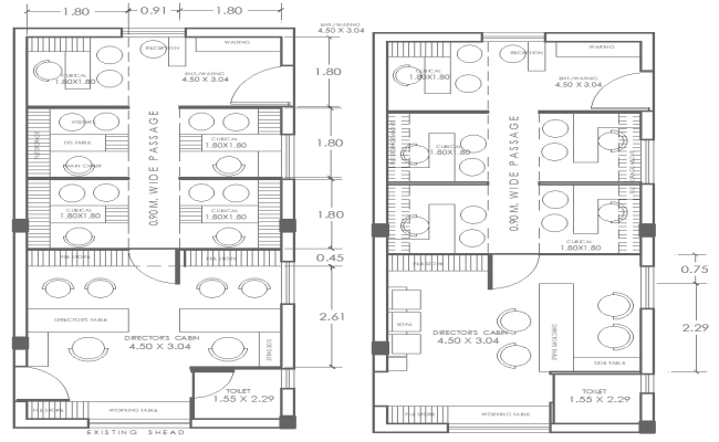 4.96x10.36m Office Layout Plan AutoCAD cad block