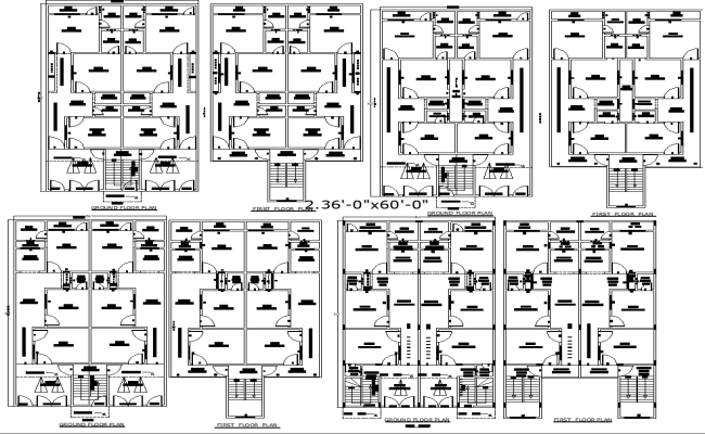 Top 4 Two-Story 36x60 House Plans in DWG AutoCAD File