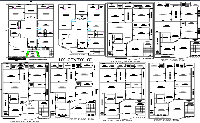 4 Best 40x70 residential floor plans in AutoCAD file