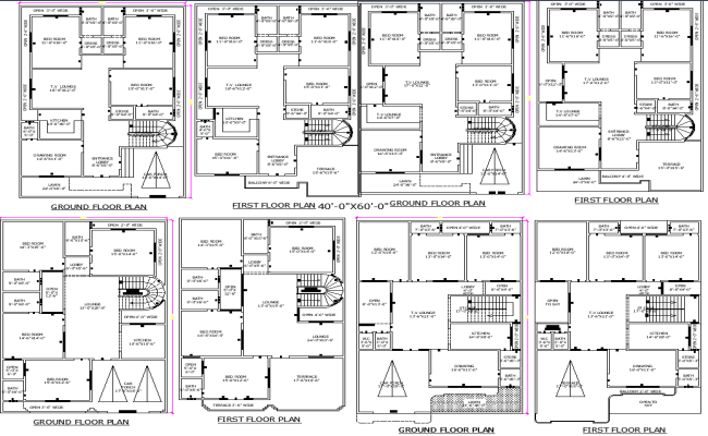 Modern 40x60 Residential Floor Plan in AutoCAD DWG File