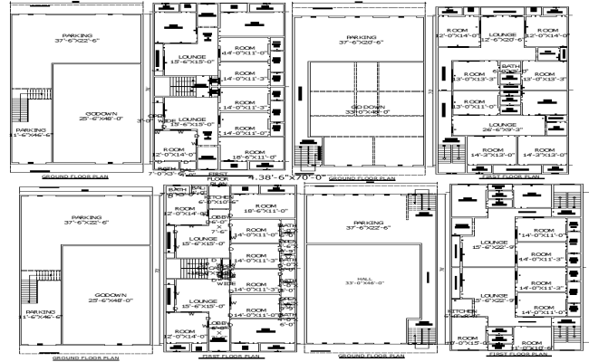 Detailed DWG File of Commercial and Residential Floor Plans