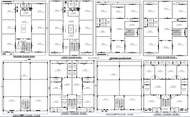 40x50 Residential Floor Plan in AutoCAD DWG Format