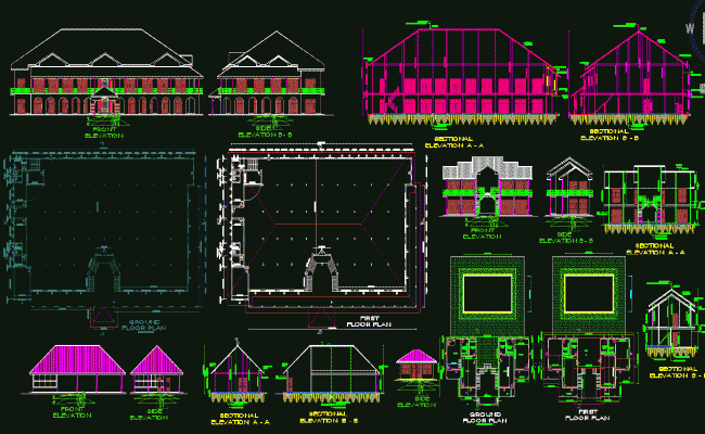 Disna Hotel AutoCAD Layout with Floor Plan and Elevation Details