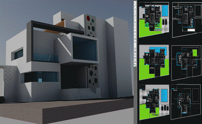 Modern Bungalow AutoCAD DWG Drawing File for Architectural Design