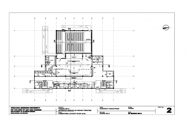 Multiplex Theater Interiors CAD File with 2D Design and Layout Drawing