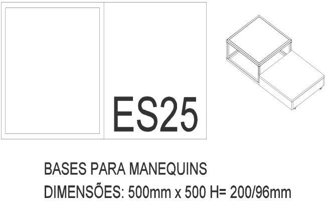 500X500 MM Mannequins base 3D design DWG AutoCAD drawing