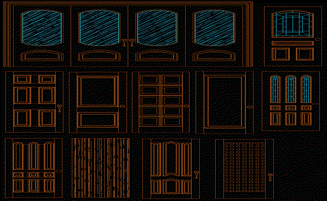 Modern Wooden Door CAD Designs DWG File for 2D Architectural Plans