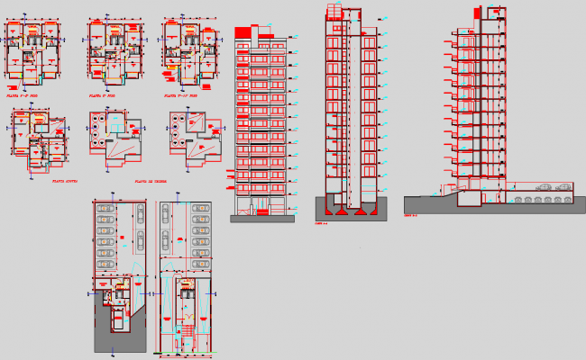 3 BHK Multistory Apartment AutoCAD File with 2D Architectural Drawings