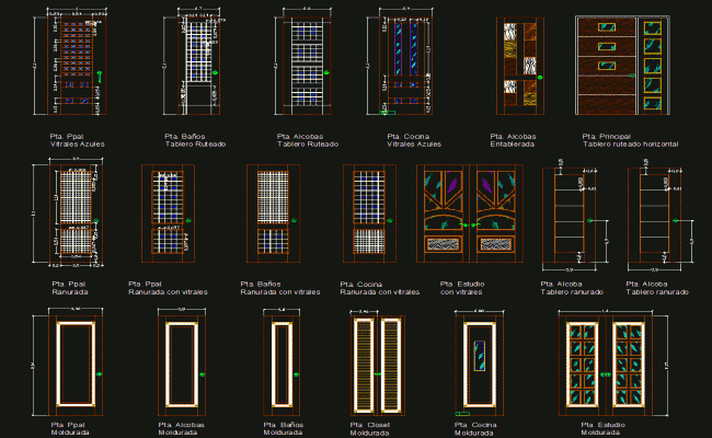Wooden Glass Door Design Layout for Residential CAD Plan Files
