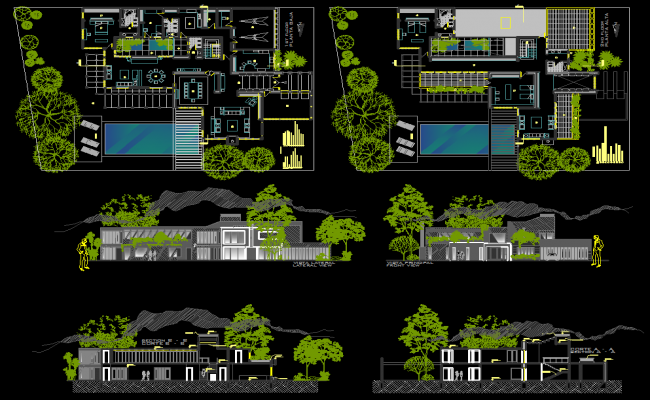 Modern Residence Bungalow DWG File with Architectural Floor Plans
