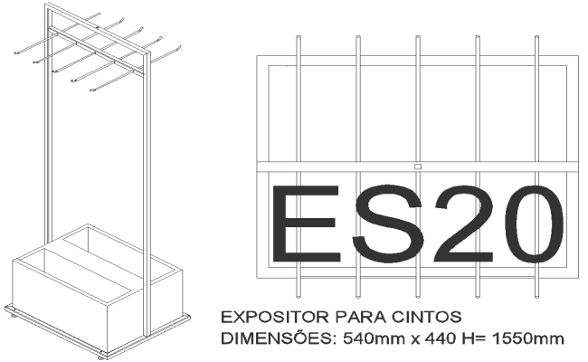 540x440 MM Belt display 3D design DWG AutoCAD drawing