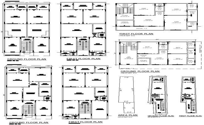 55 ft x 24 ft Apartment Architecture Layout DWG AutoCAD Files