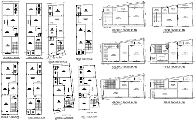 AutoCAD layout of 2RK house design for 56’x18’ plot