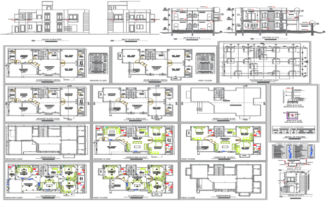 Two-Storey 5 BHK House Plan Project in CAD Design Format