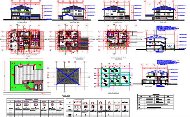Residential 5 Bedroom House Plan with DWG File Layout