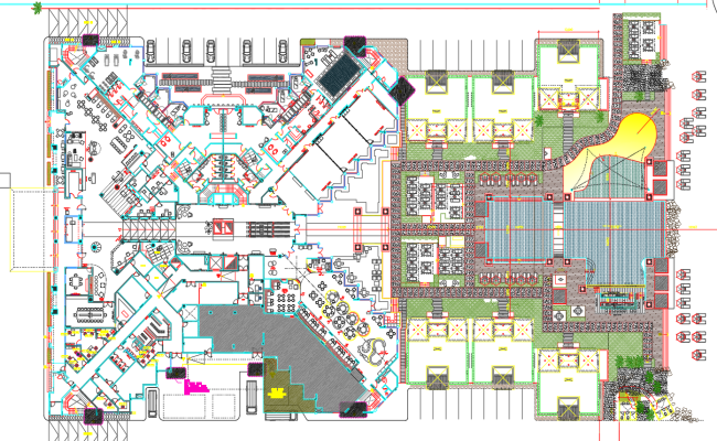 5-Star Luxurious Hotel Ground Floor Architecture Floor Plan in AutoCAD Format