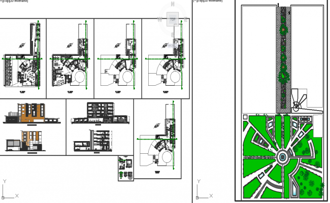 Modern Restaurant CAD Drawing File with Furniture and Garden Plan