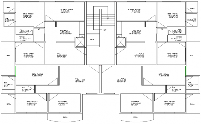 Premium Multi Flat Plan with Smart Room Layouts and Measurements